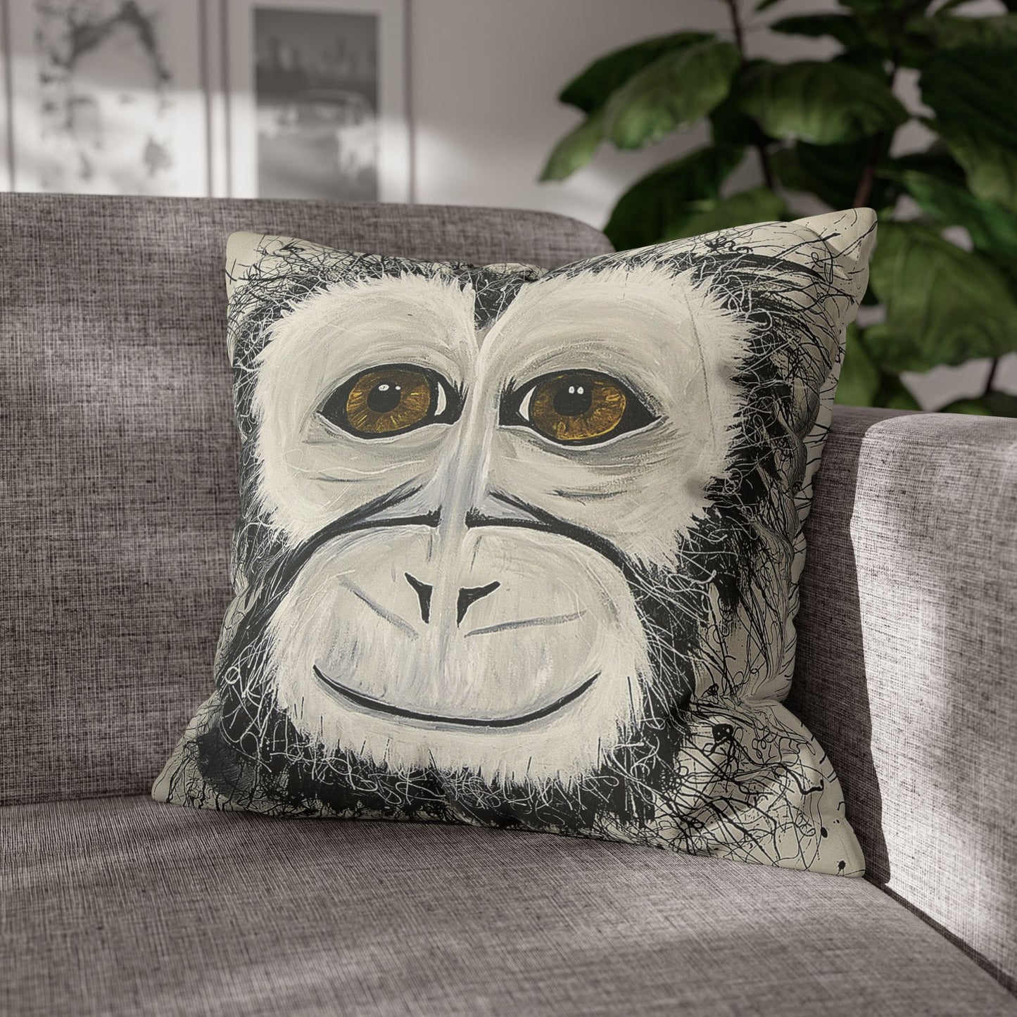 Cheeky Monkey - Faux Suede Square Pillowcase