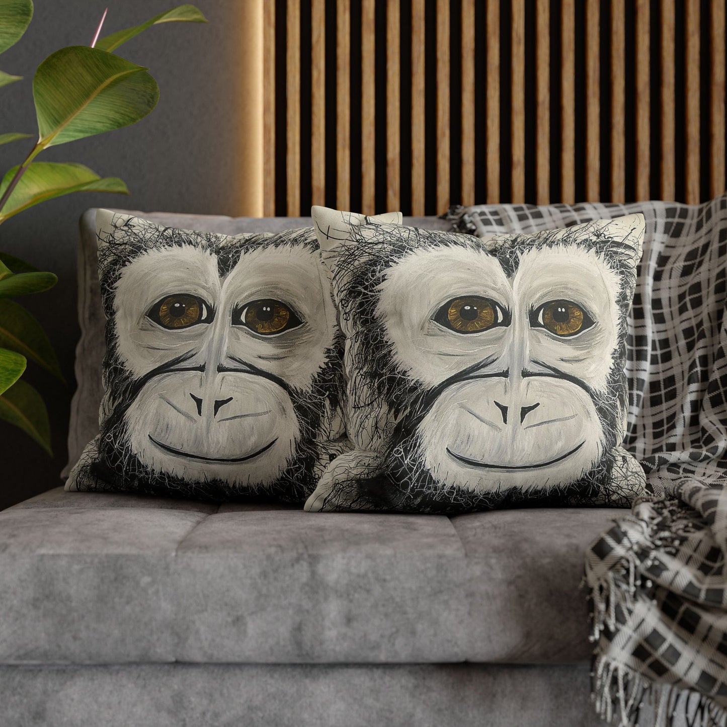 Cheeky Monkey - Faux Suede Square Pillowcase