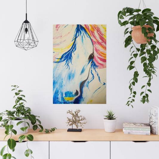 Vibrant Horse Art Matte Poster - Colorful Wall Décor for Animal Lovers